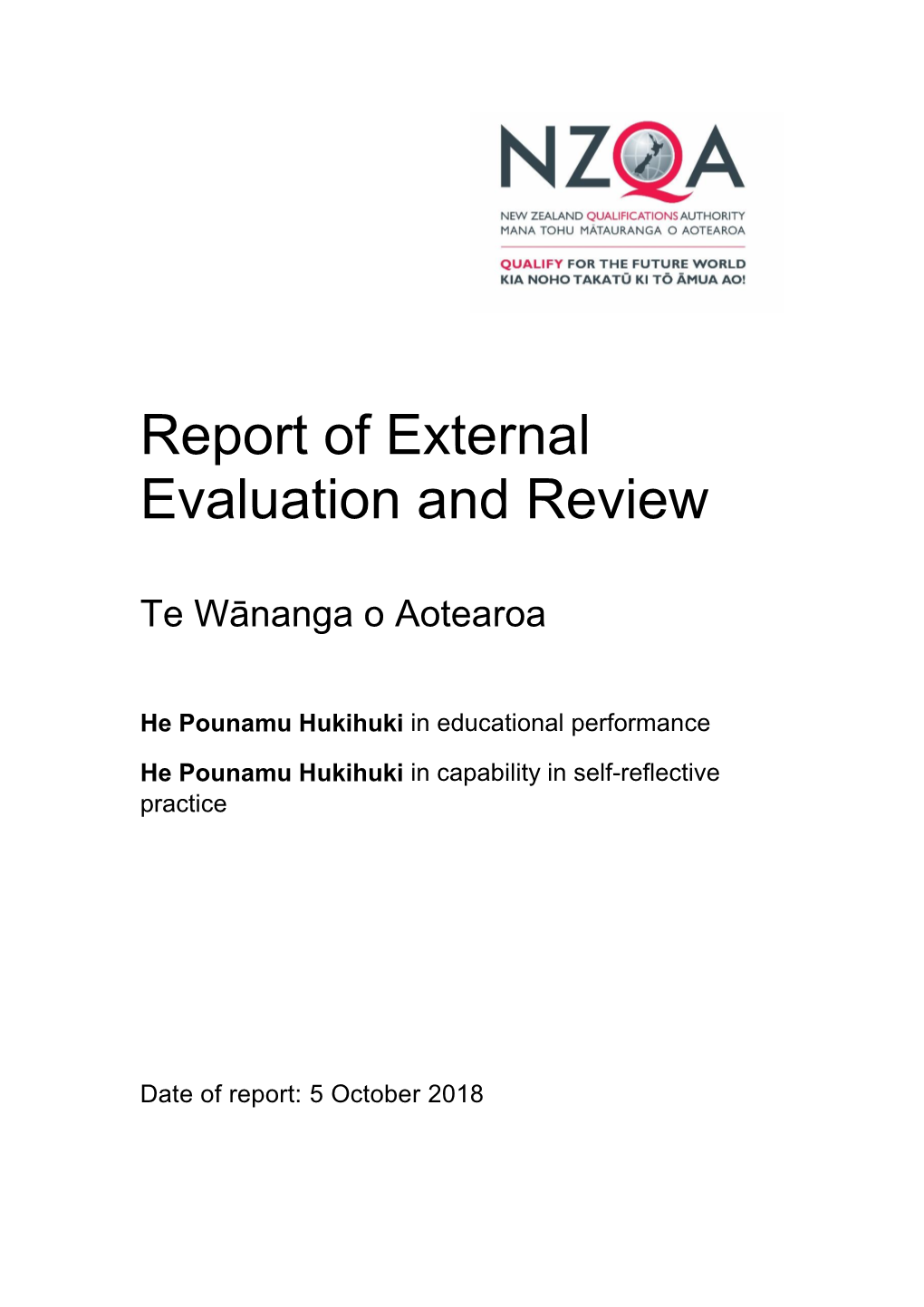 Report of External Evaluation and Review