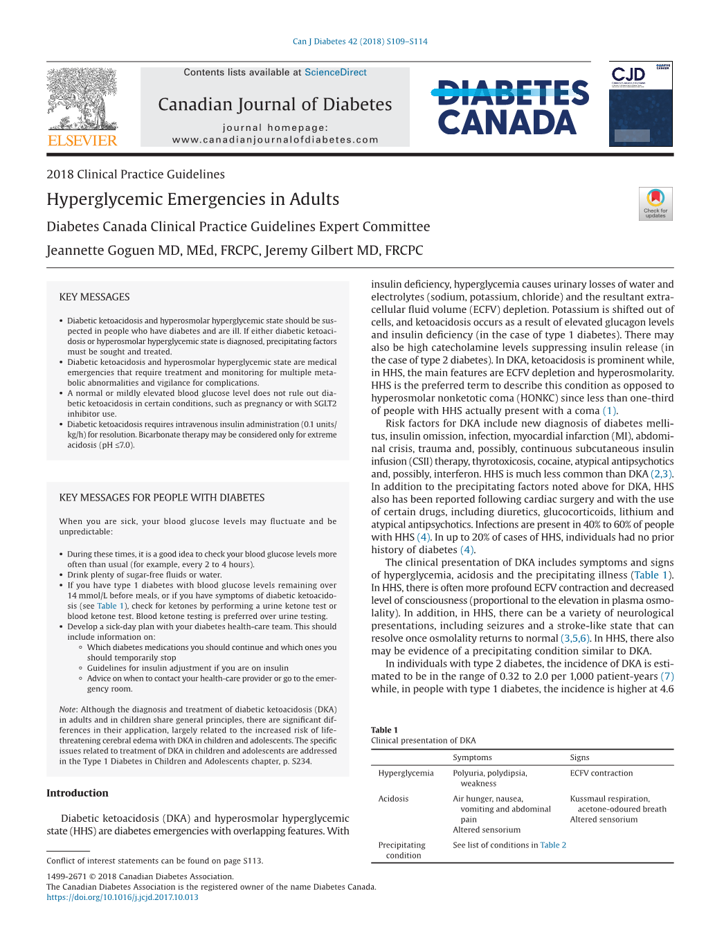 Hyperglycemic Emergencies in Adults Canadian Journal of Diabetes