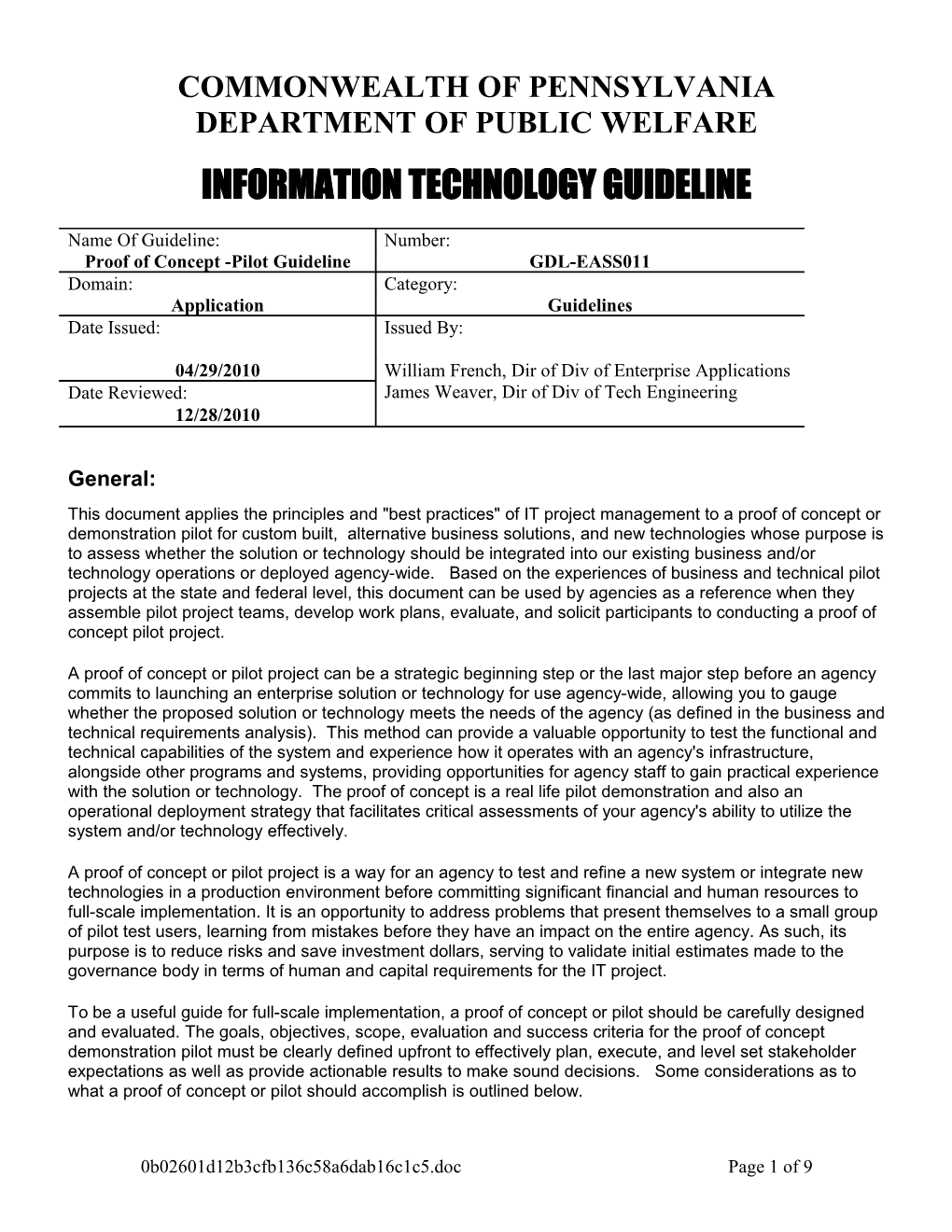 TFP Usage Guideline