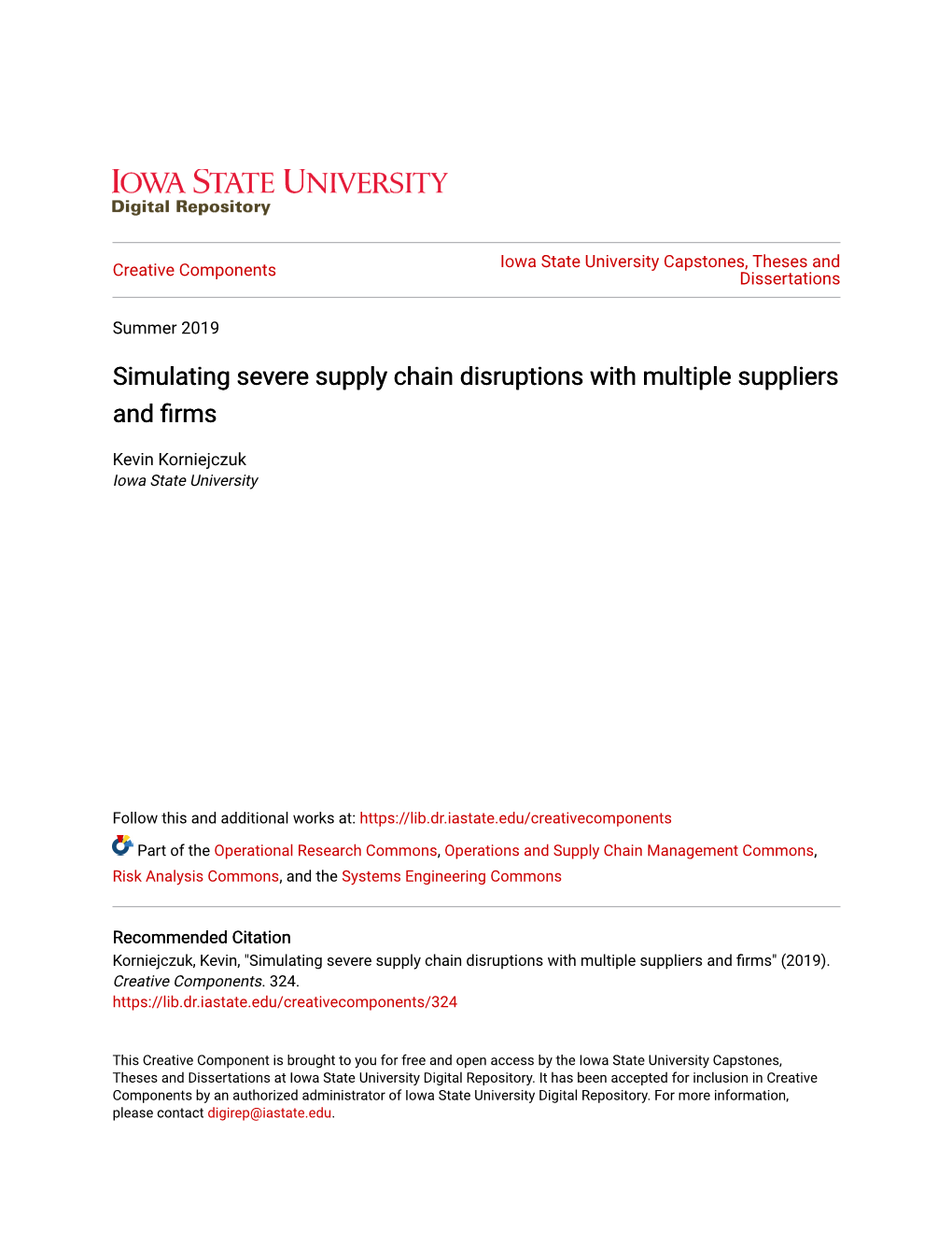 Simulating Severe Supply Chain Disruptions with Multiple Suppliers and Firms