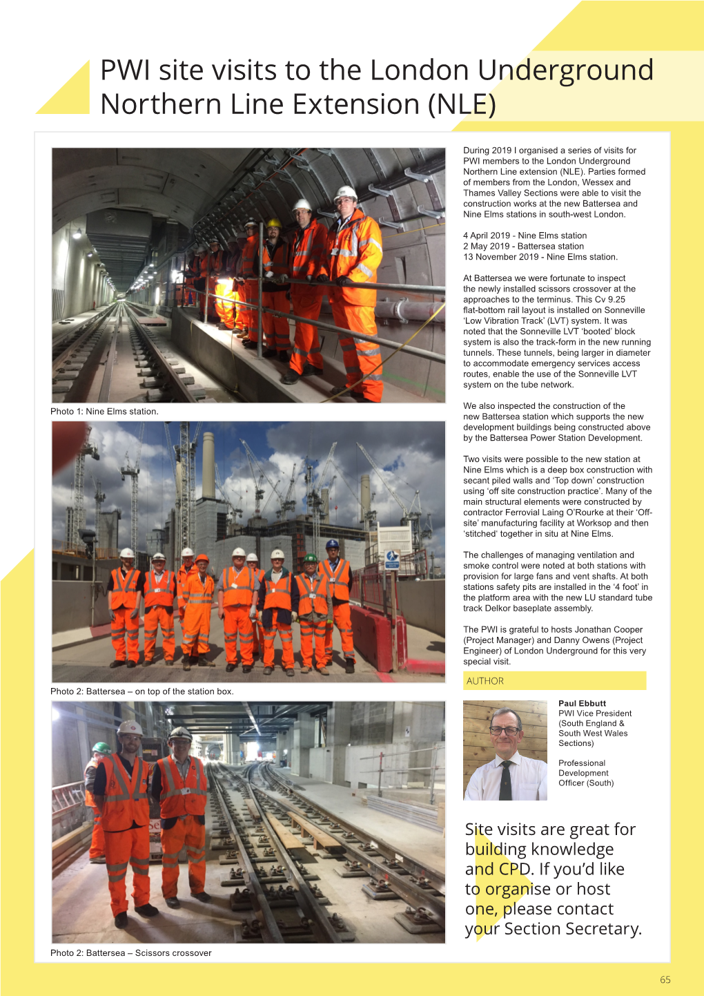 PWI Site Visits to the London Underground Northern Line Extension (NLE)