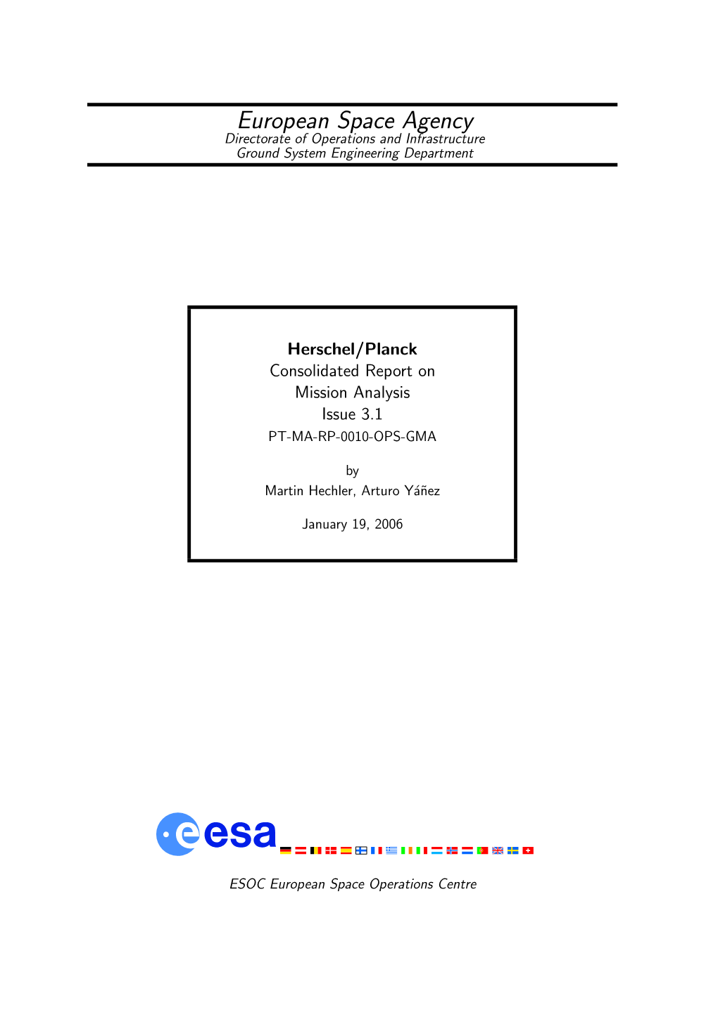 Herschel/Planck Consolidated Report on Mission Analysis Issue 3.1 PT-MA-RP-0010-OPS-GMA