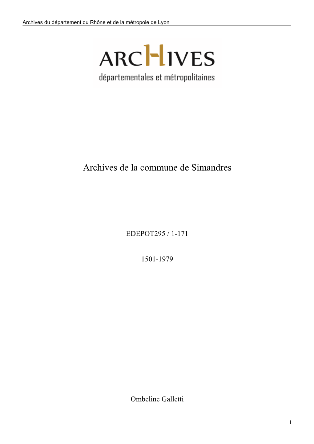 Archives De La Commune De Simandres