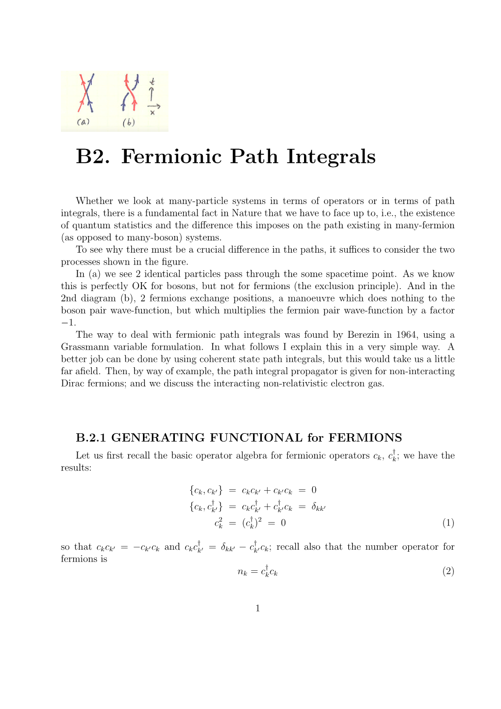 B2. Fermionic Path Integrals