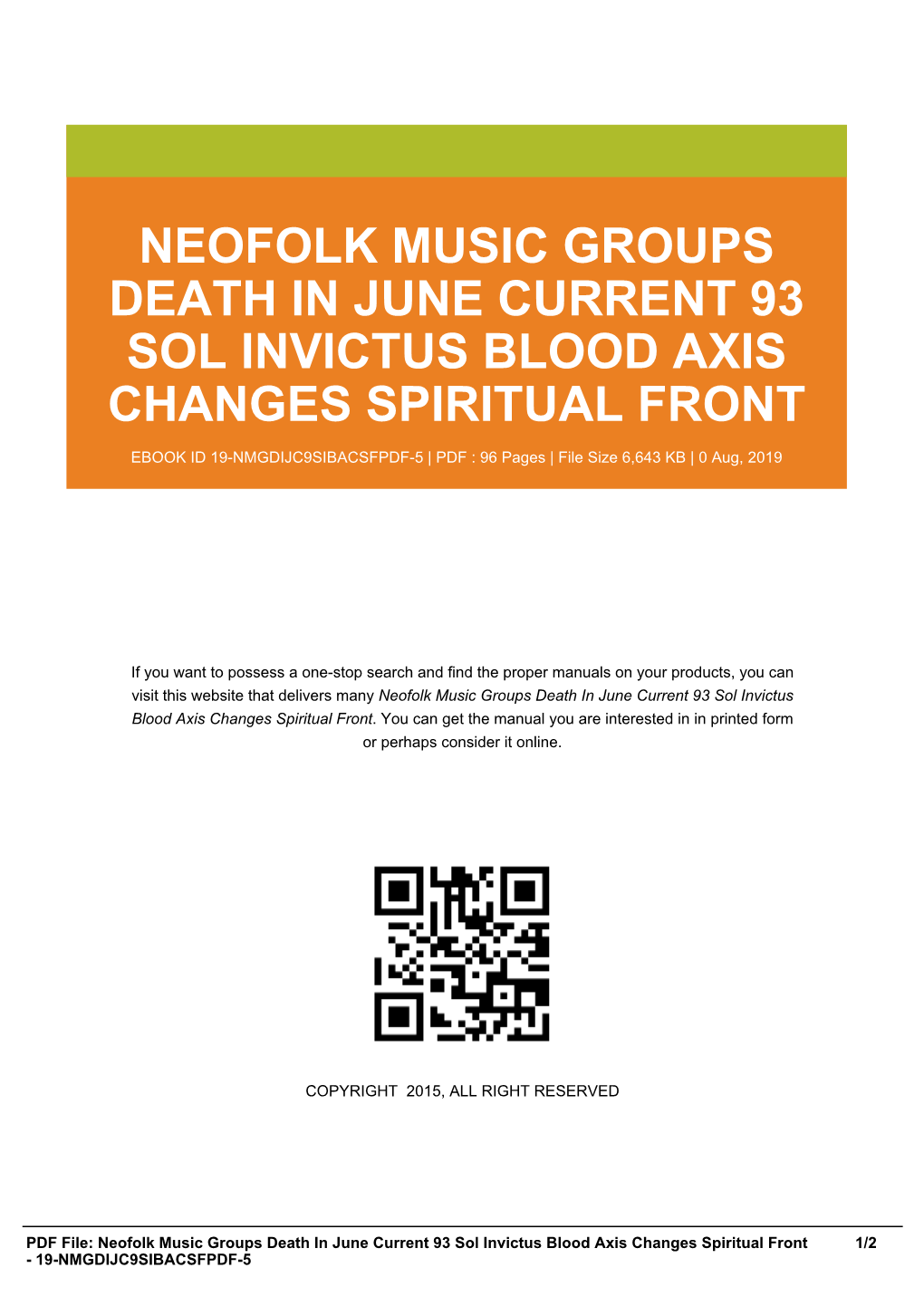 Neofolk Music Groups Death in June Current 93 Sol Invictus Blood Axis Changes Spiritual Front