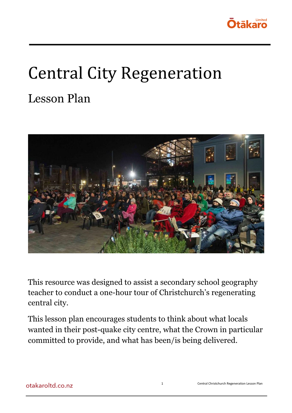 Central City Regeneration Lesson Plan