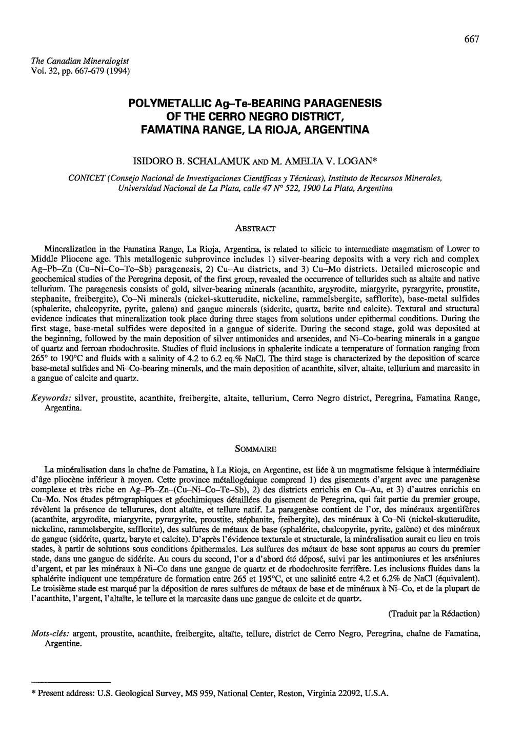 POLYMETALLIC Ag-Te-BEARING PARAGENESIS of the CERRO