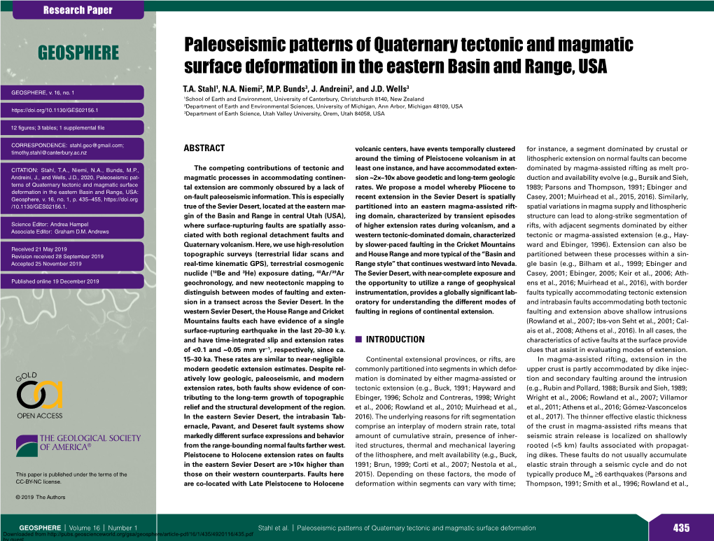 Paleoseismic Patterns of Quaternary Tectonic and Magmatic Surface Deformation in the Eastern Basin and Range, USA