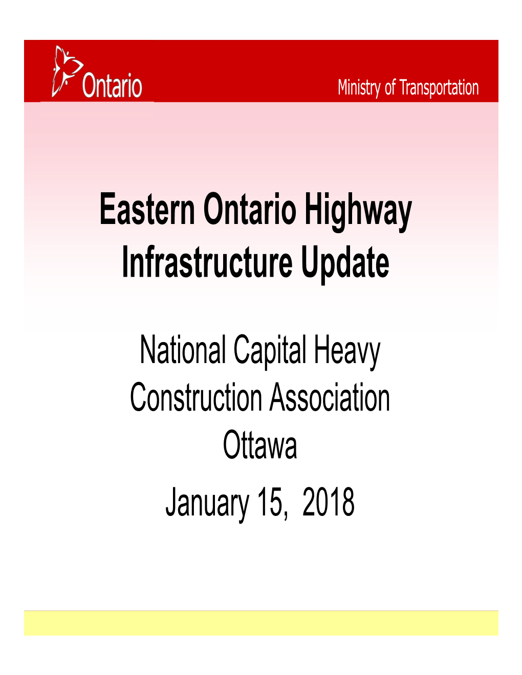 Eastern Ontario Highway Infrastructure Update