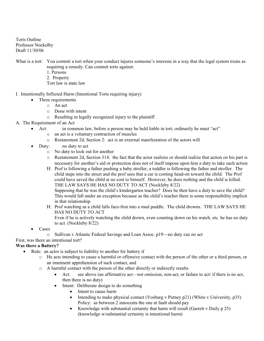 Torts Outline s1