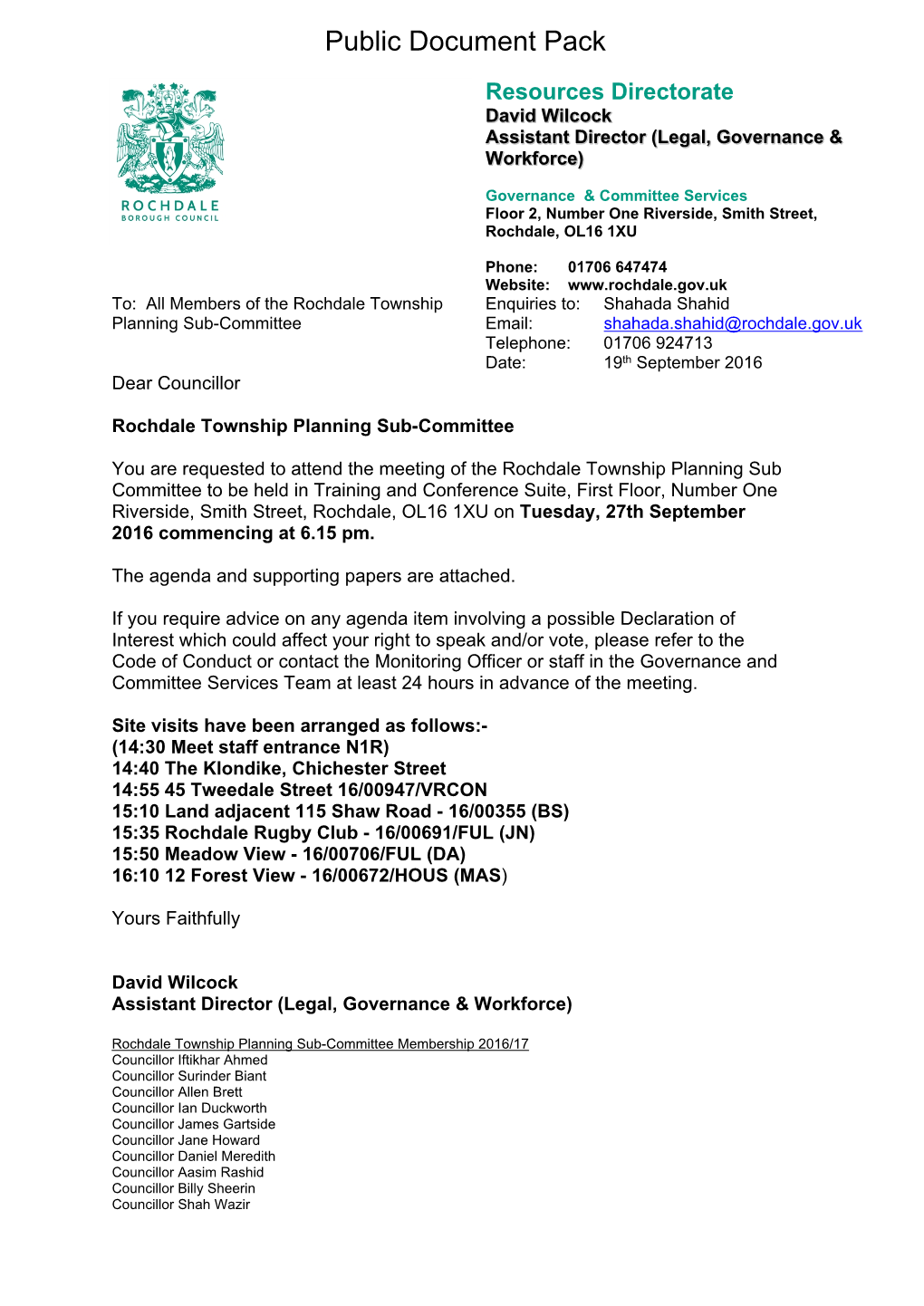 (Public Pack)Agenda Document for Rochdale Township Planning Sub