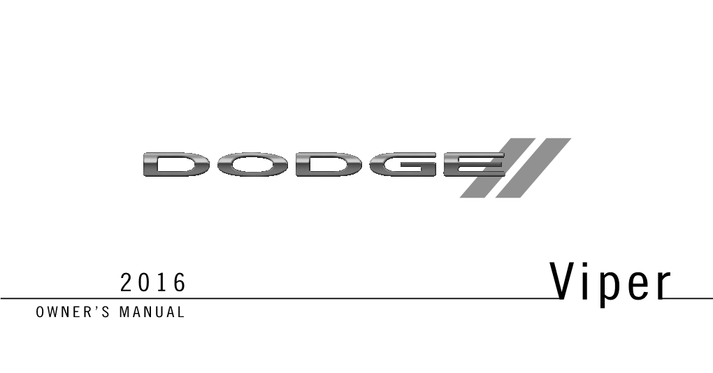 2016 Dodge Viper Owner's Manual