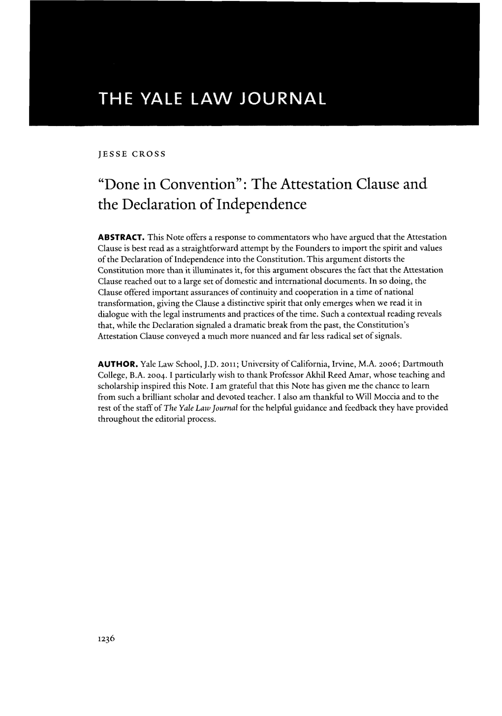 The Attestation Clause and the Declaration of Independence