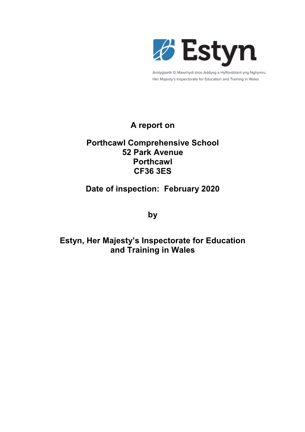 Inspection Report Porthcawl Comprehensive School 2020