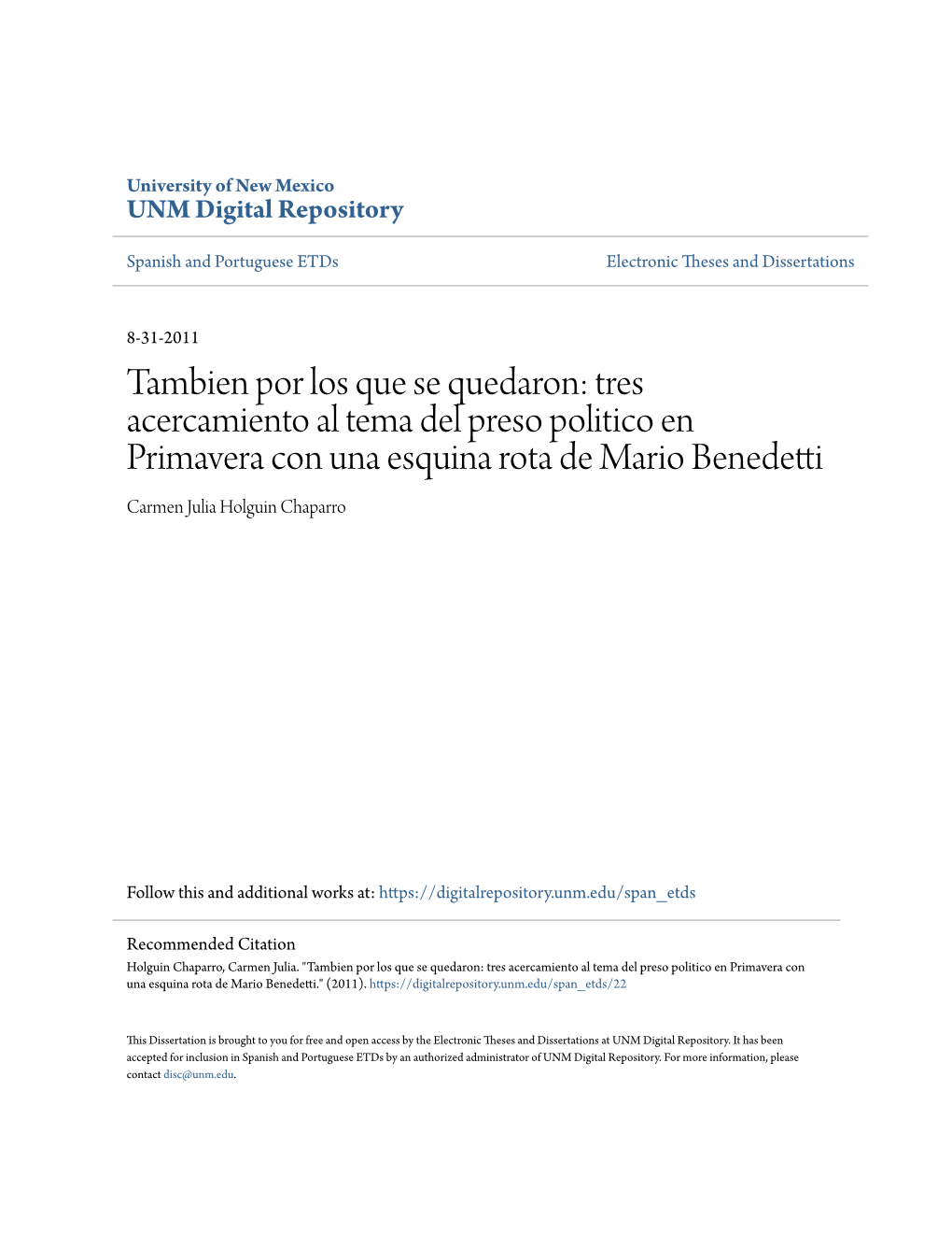 Tres Acercamiento Al Tema Del Preso Politico En Primavera Con Una Esquina Rota De Mario Benedetti Carmen Julia Holguin Chaparro