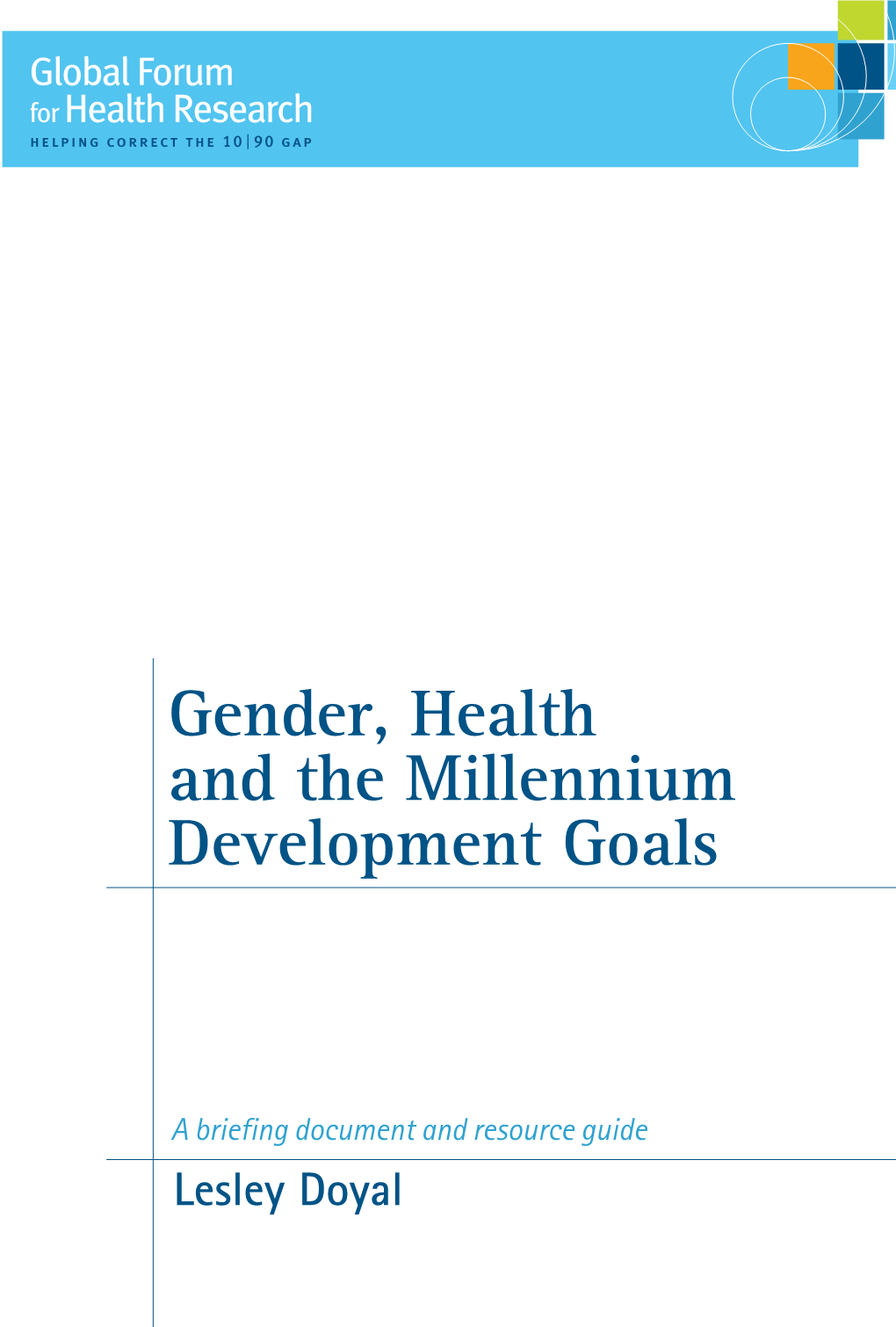 Gender, Health and the Millennium Development Goals
