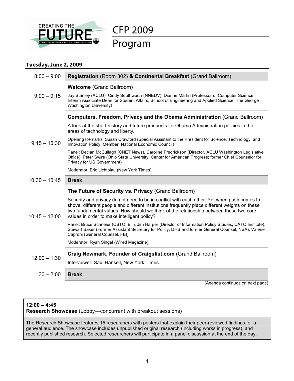 CFP 2009 Program