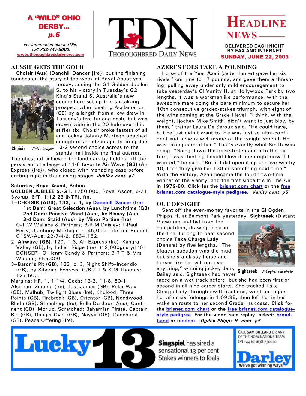 HEADLINE NEWS • 6/22/03 • PAGE 2 of 9