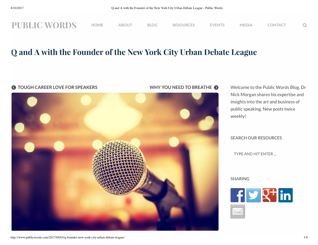 Q and a with the Founder of the New York City Urban Debate League - Public Words