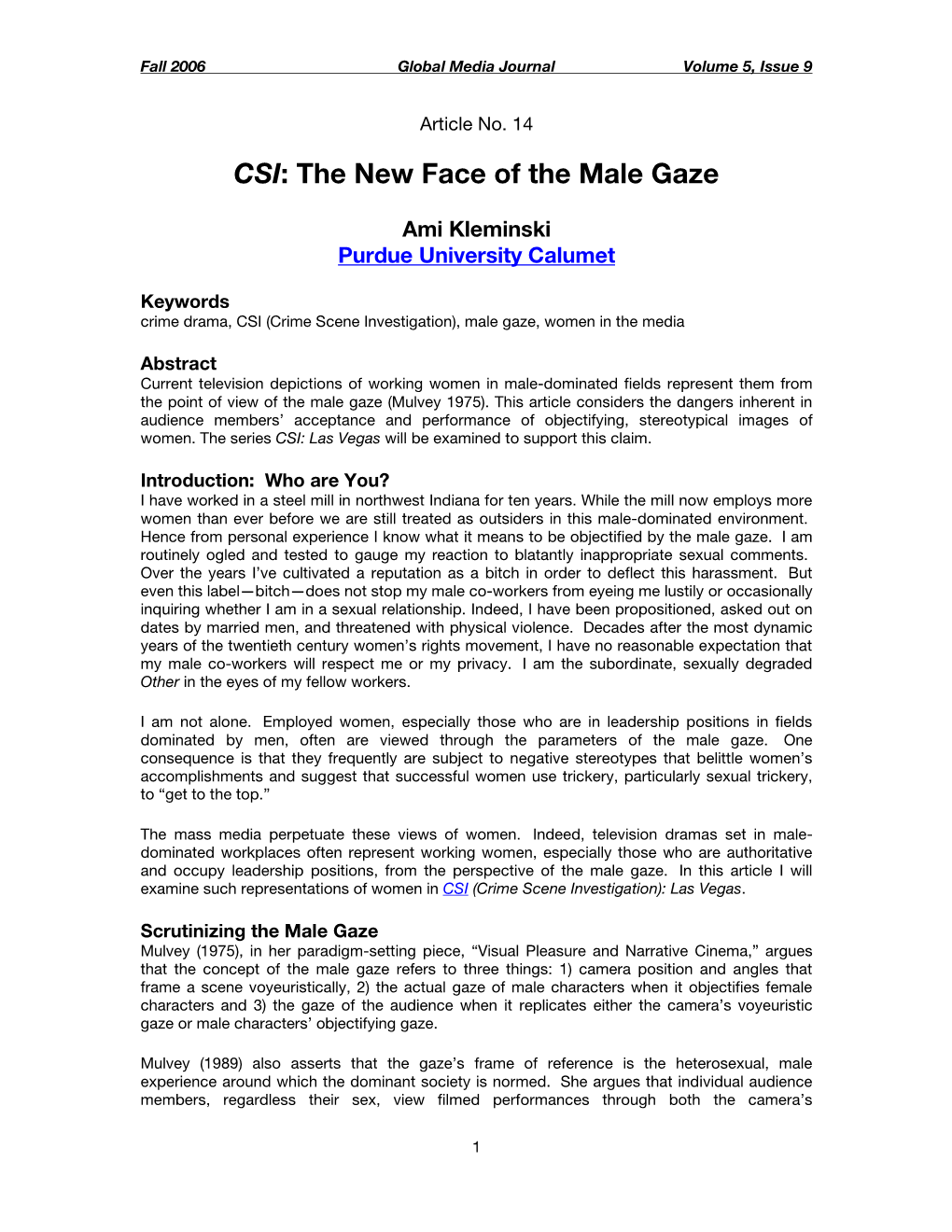 CSI: the New Face of the Male Gaze