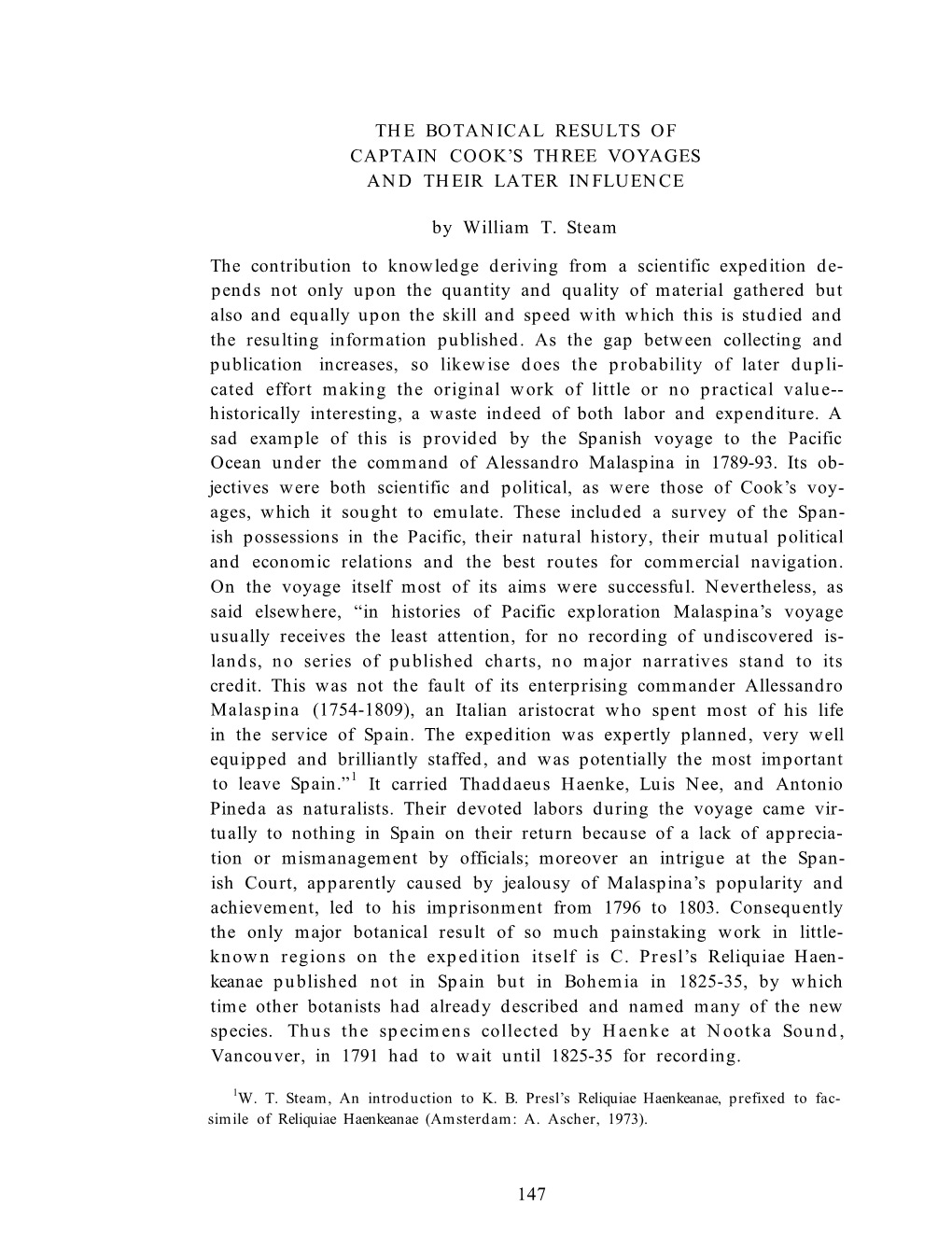 The Botanical Results of Captain Cook's Three Voyages and Their