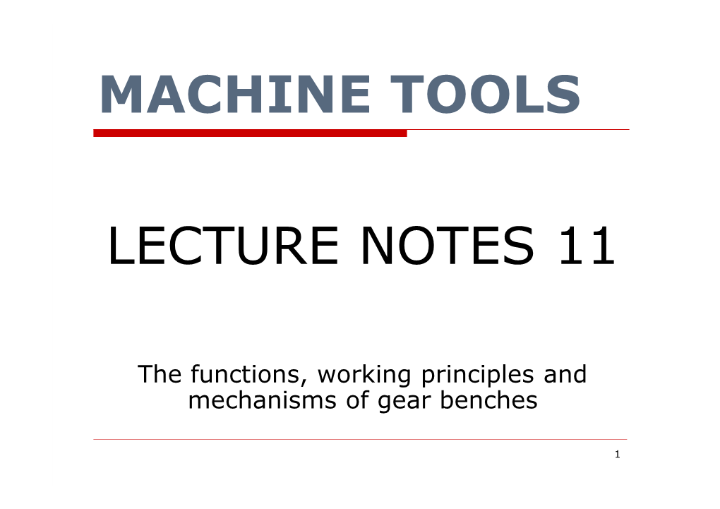 Machine Tools Lecture Notes 11