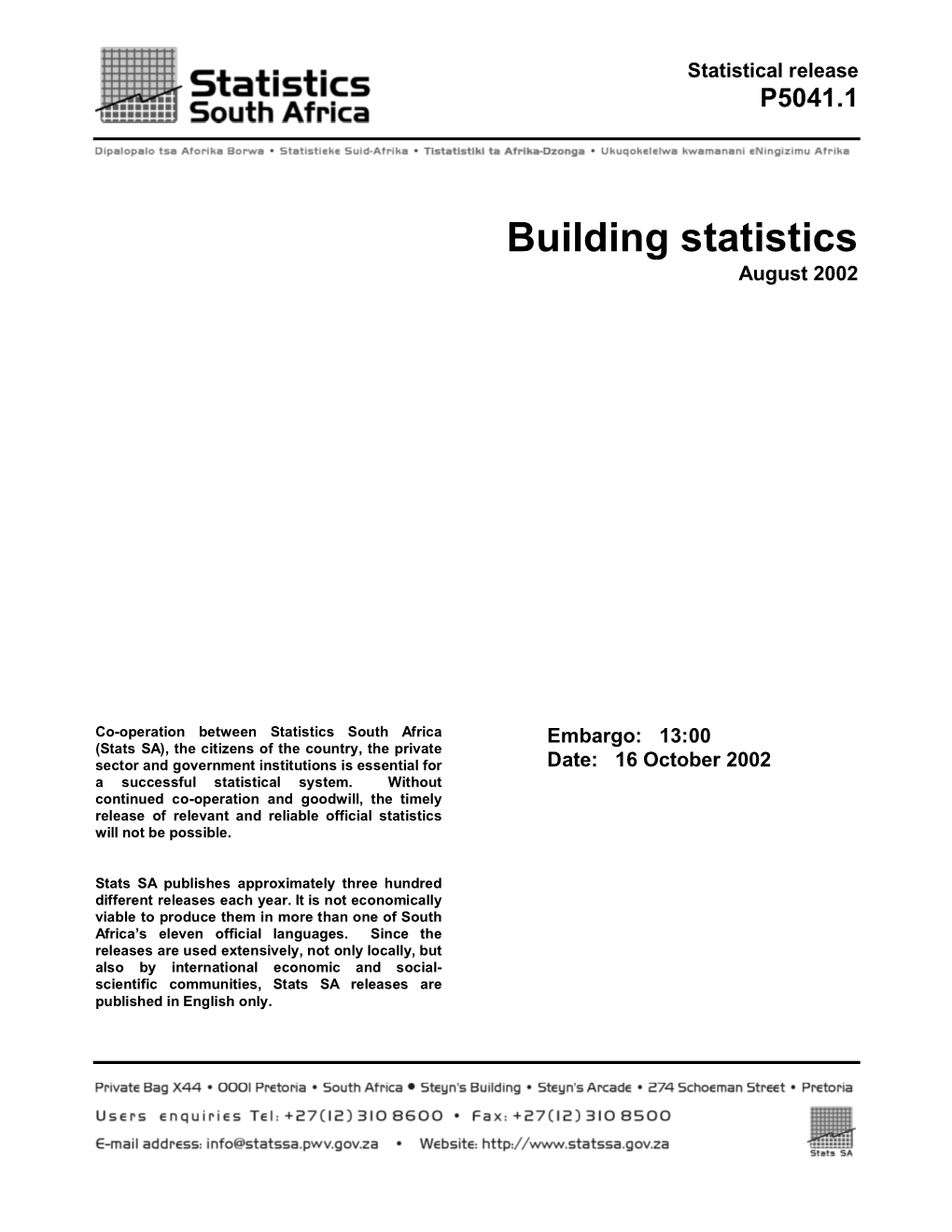 Building Statistics August 2002
