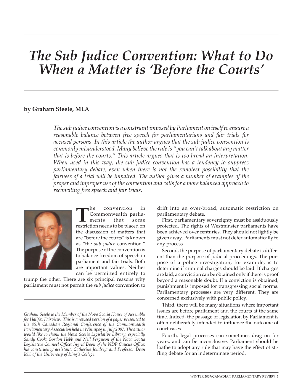 The Sub Judice Convention: What to Do When a Matter Is 'Before the Courts'