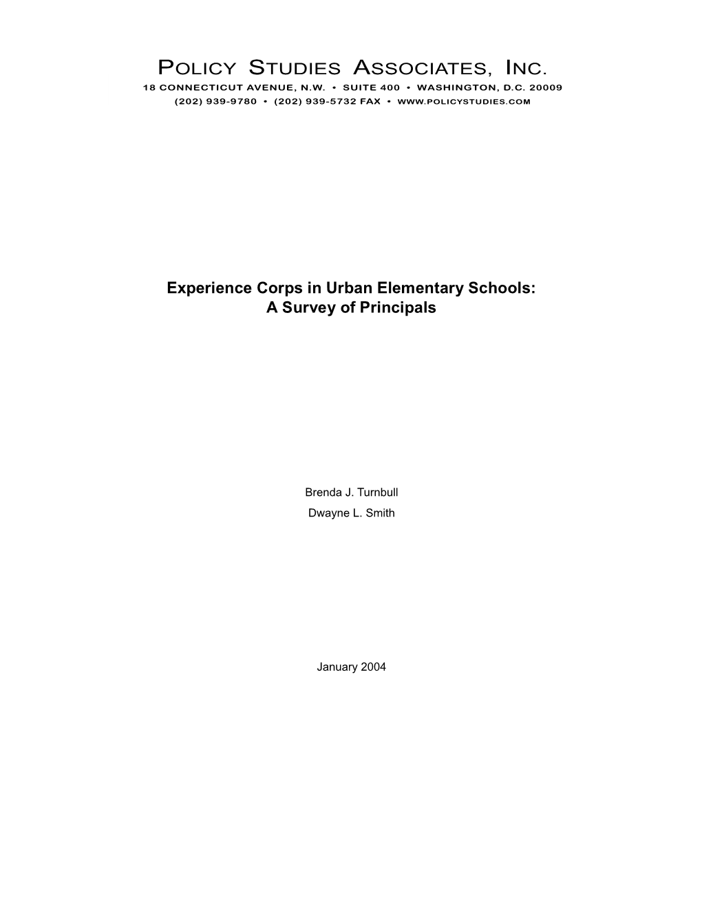 Experience Corps in Urban Elementary Schools-A Survey Of