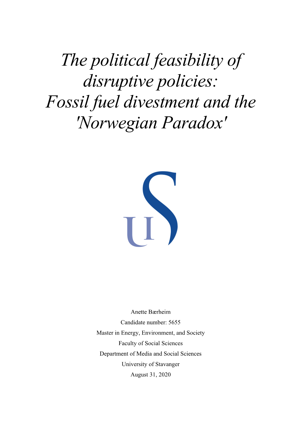 Fossil Fuel Divestment and the 'Norwegian Paradox'