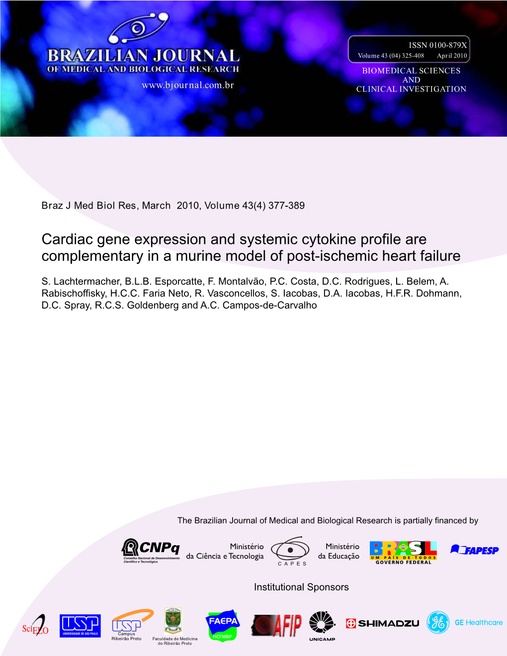 Cardiac Gene Expression and Systemic Cytokine Profile Are Complementary in a Murine Model of Post-Ischemic Heart Failure