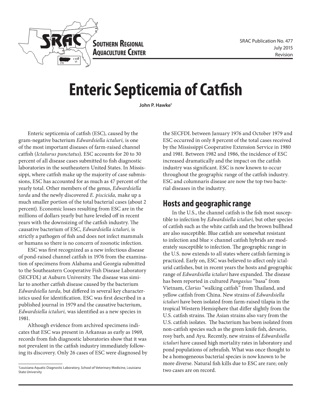 Enteric Septicemia of Catfish John P