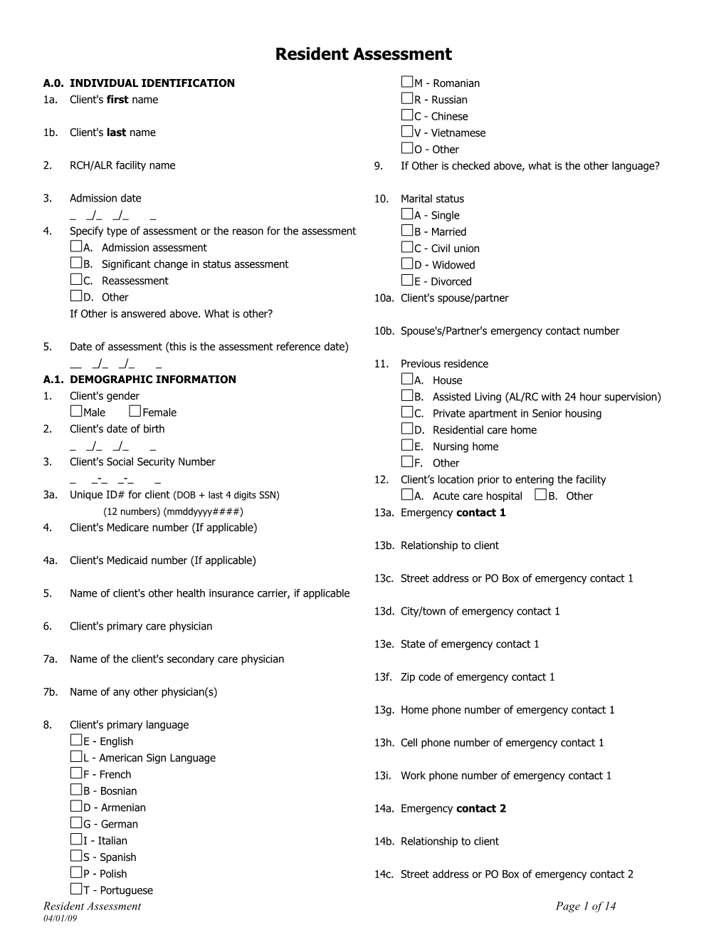 Resident Assessment