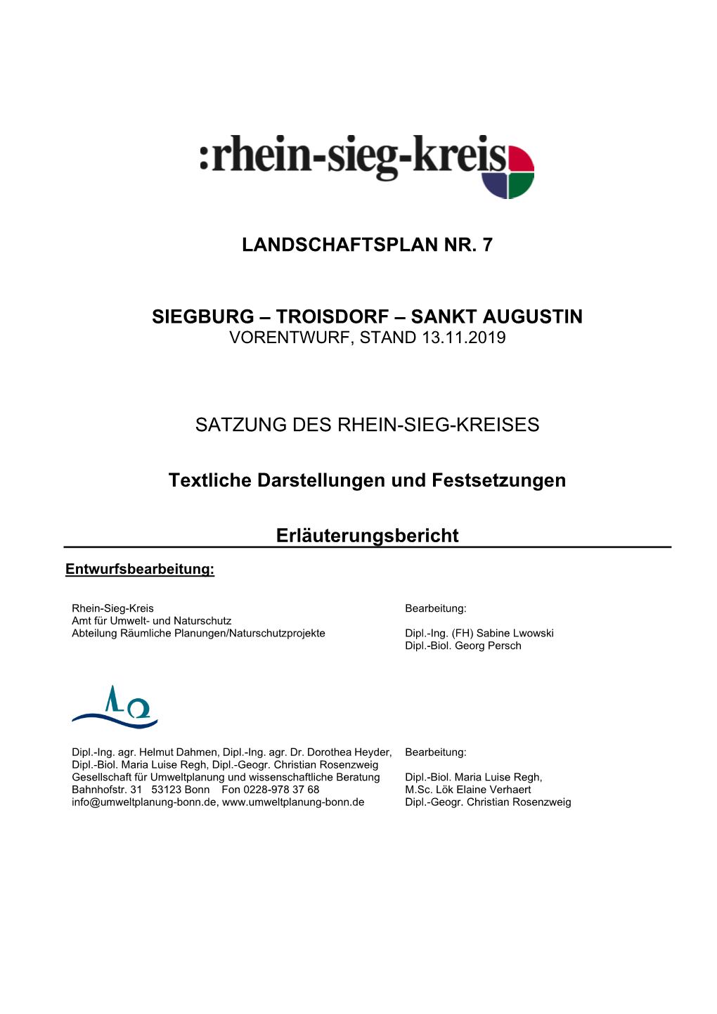 Landschaftsplan Nr. 7 Siegburg – Troisdorf – Sankt Augustin