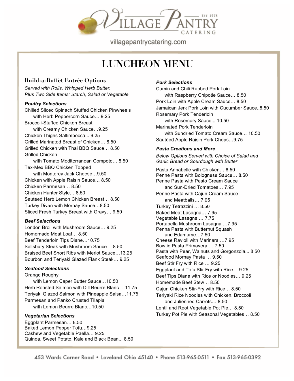 Luncheon Menu