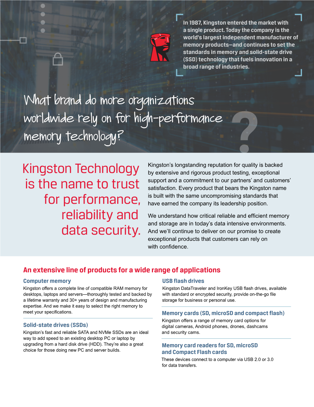 Kingston Technology Is the Name to Trust for Performance, Reliability and Data Security