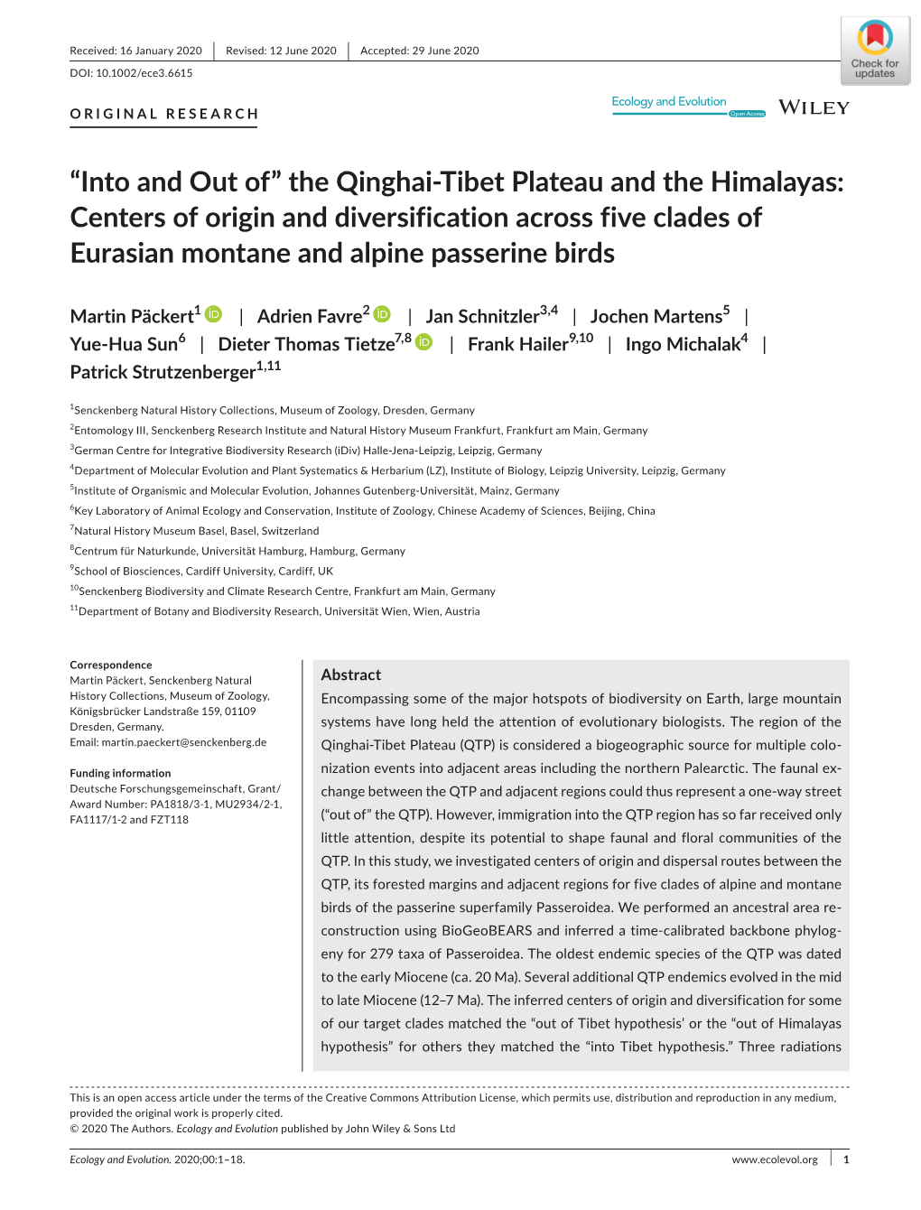 The Qinghai‐Tibet Plateau and the Himalayas