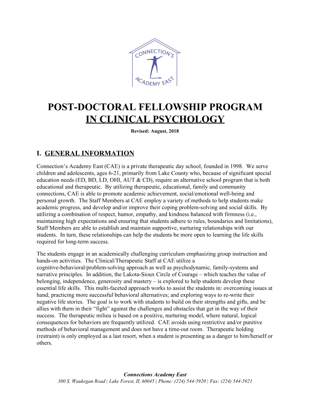 Post-Doctoral Fellowship Program in Clinical Psychology