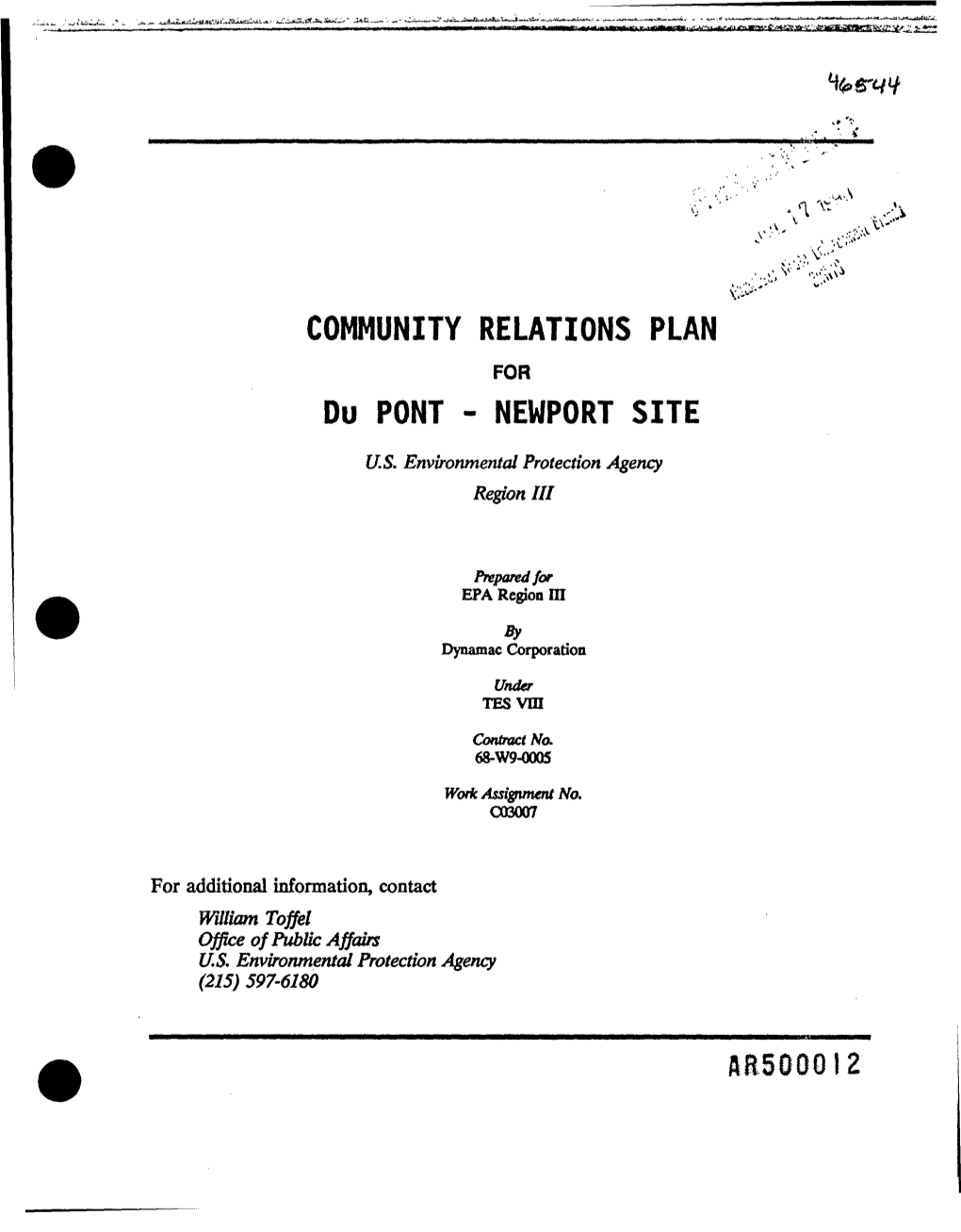 COMMUNITY RELATIONS PLAN Du PONT