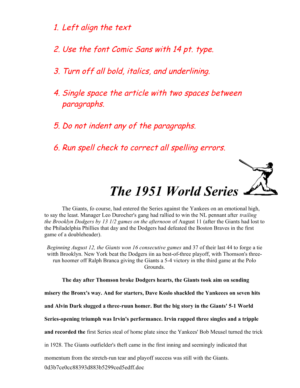 The 1951 World Series