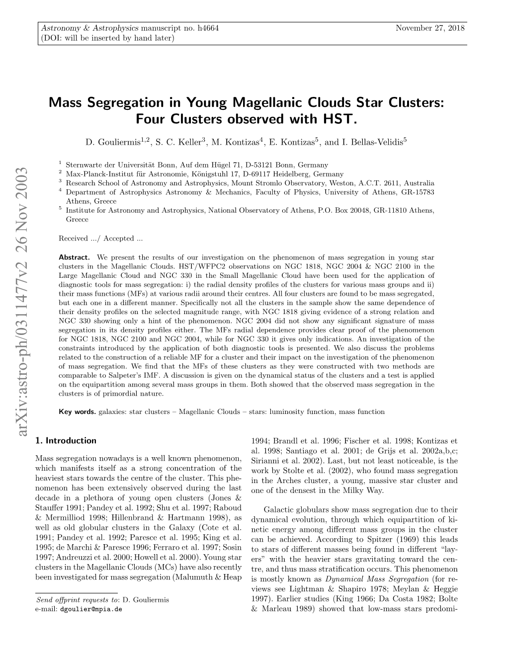 Mass Segregation in Young Magellanic Clouds Star Clusters