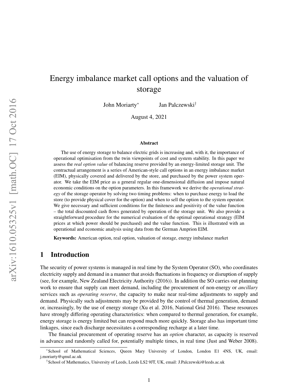 Energy Imbalance Market Call Options and the Valuation of Storage