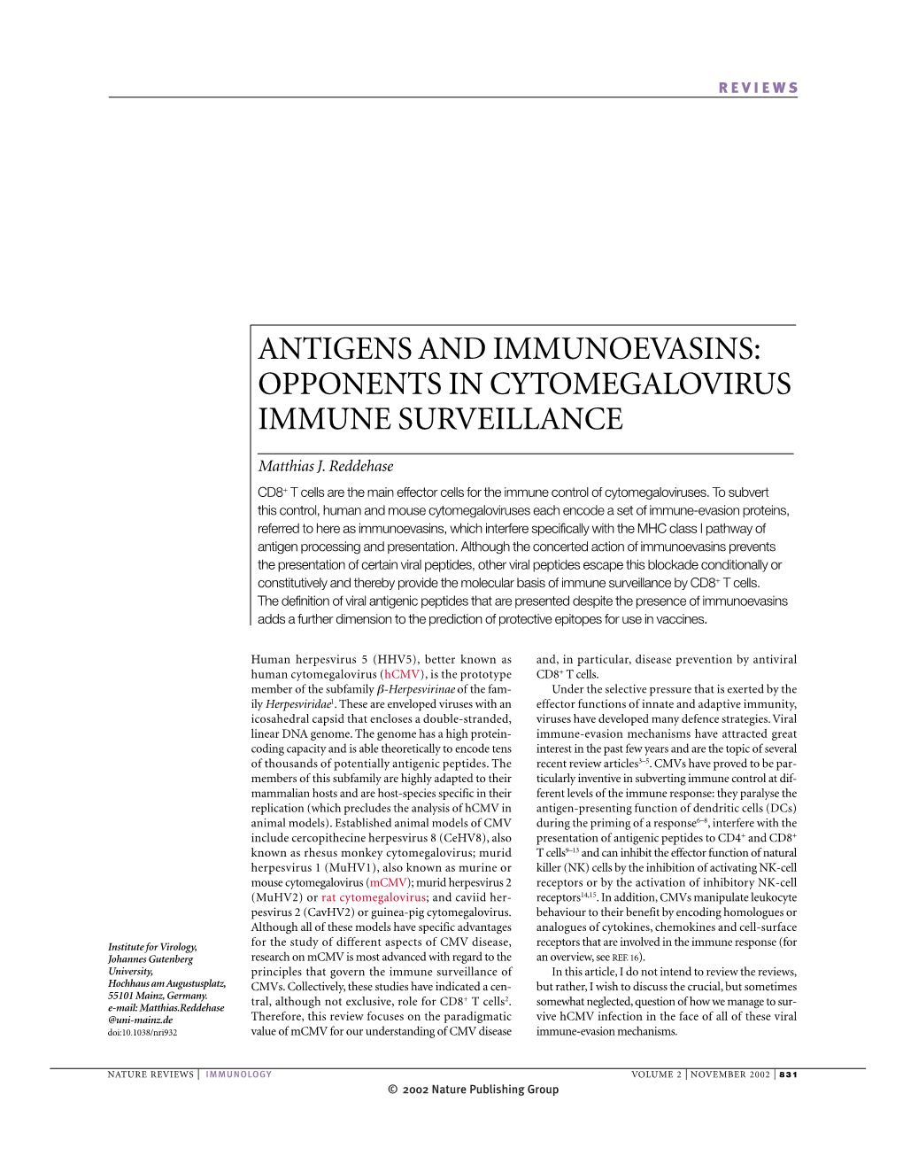 Antigens and Immunoevasins: Opponents in Cytomegalovirus Immune Surveillance