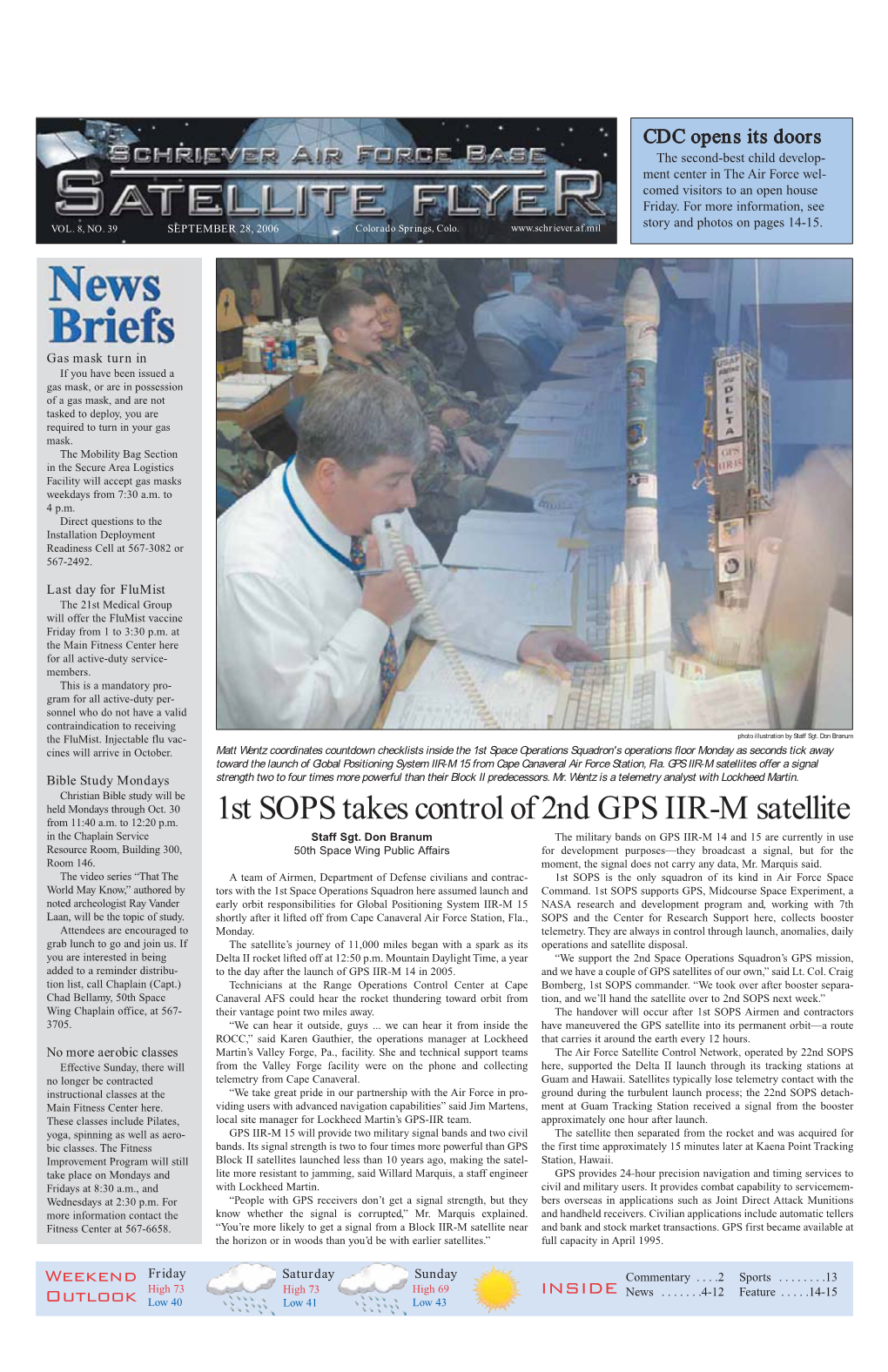 1St SOPS Takes Control of 2Nd GPS IIR-M Satellite in the Chaplain Service Staff Sgt