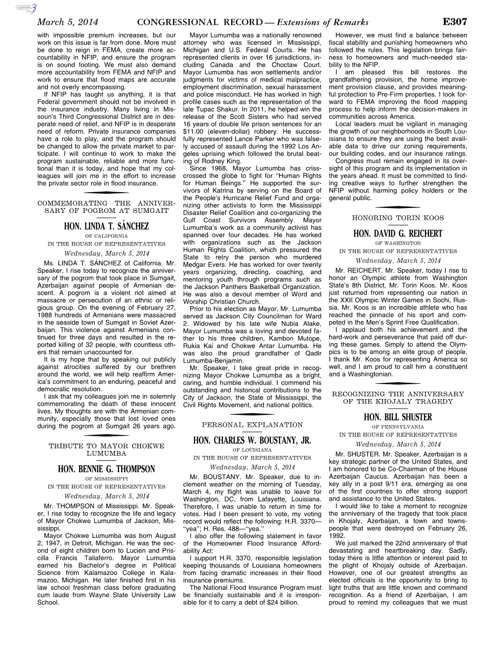 CONGRESSIONAL RECORD— Extensions of Remarks E307 HON