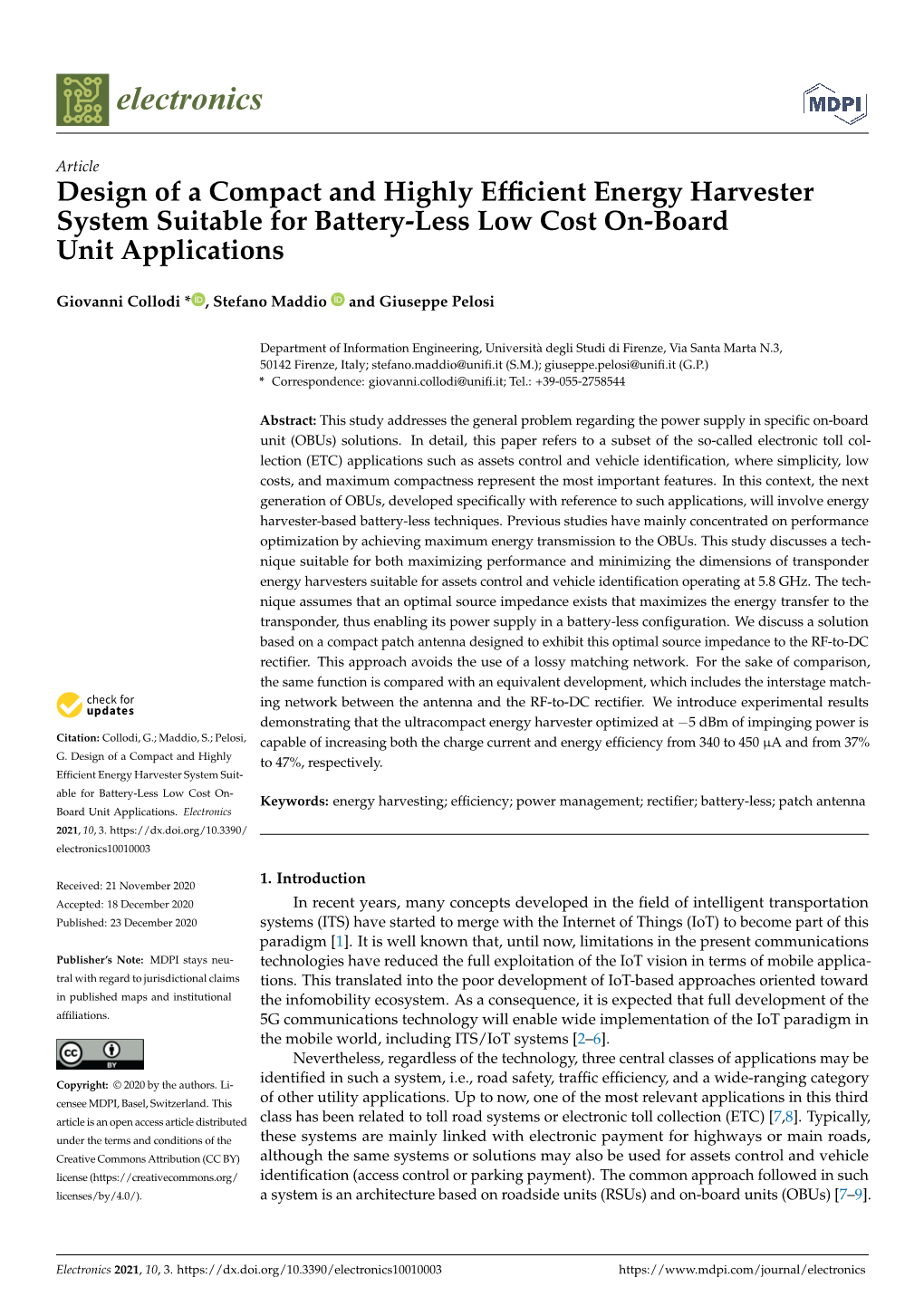 Design of a Compact and Highly Efficient Energy Harvester System Suitable for Battery-Less Low Cost On-Board Unit Applications