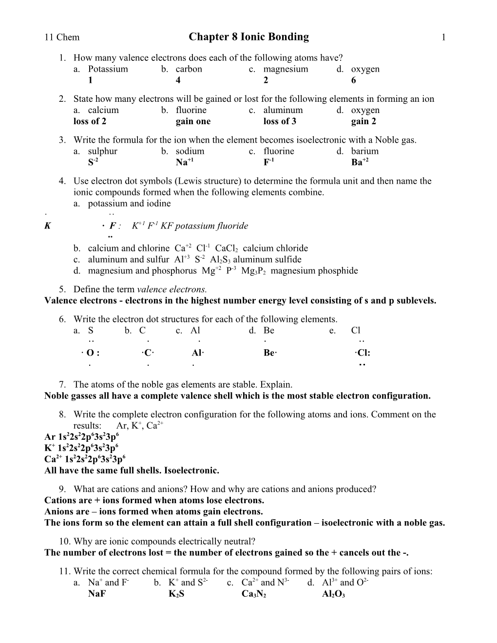 11 Chem Chapter 8 Ionic Bonding 2