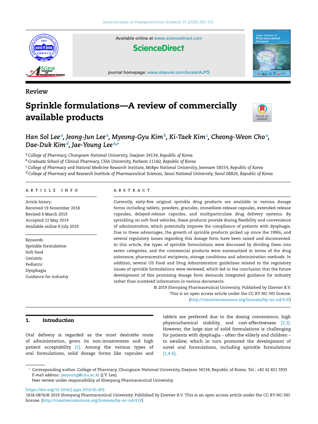 Sprinkle Formulations-A Review of Commercially Available Products