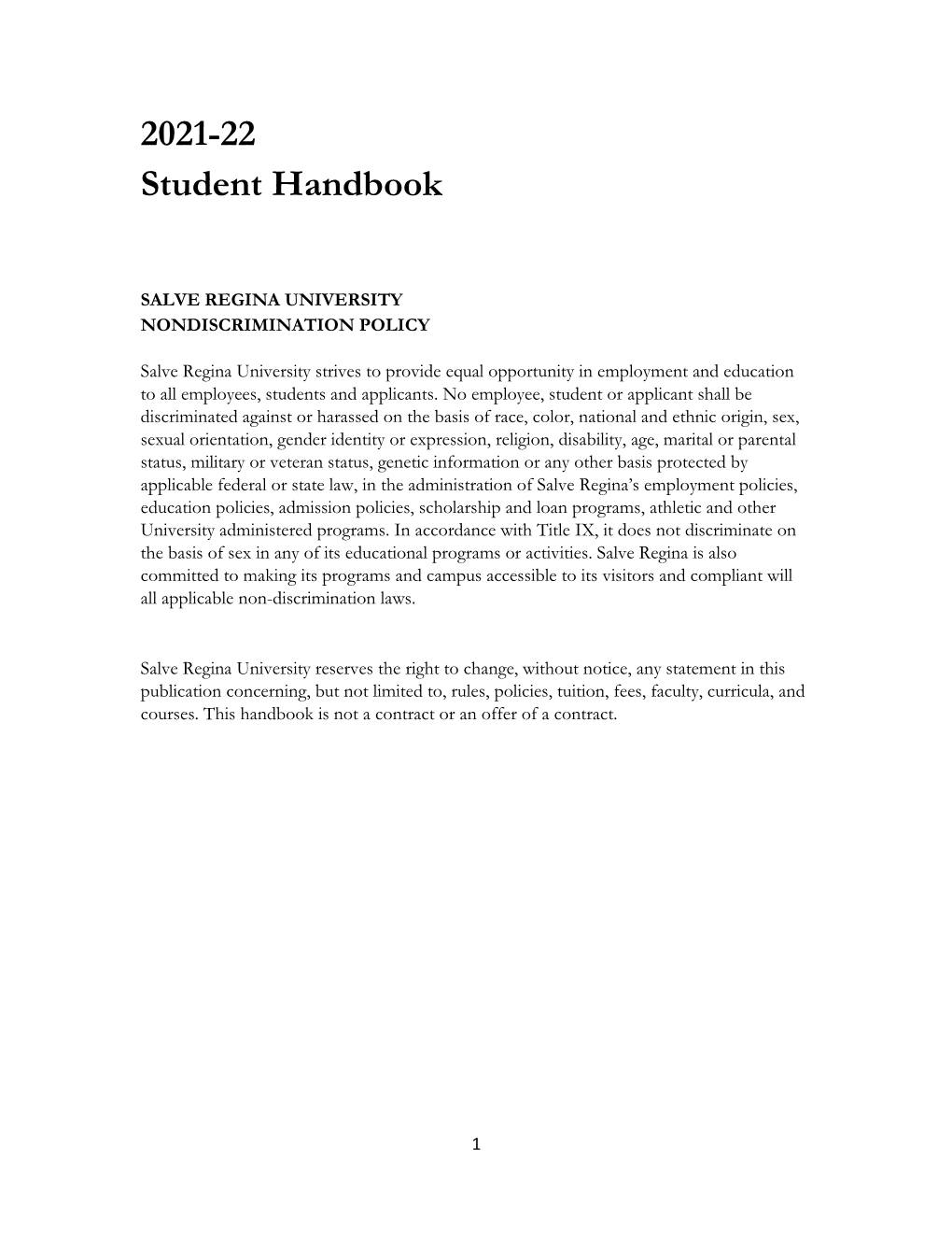 2021-22 Student Handbook