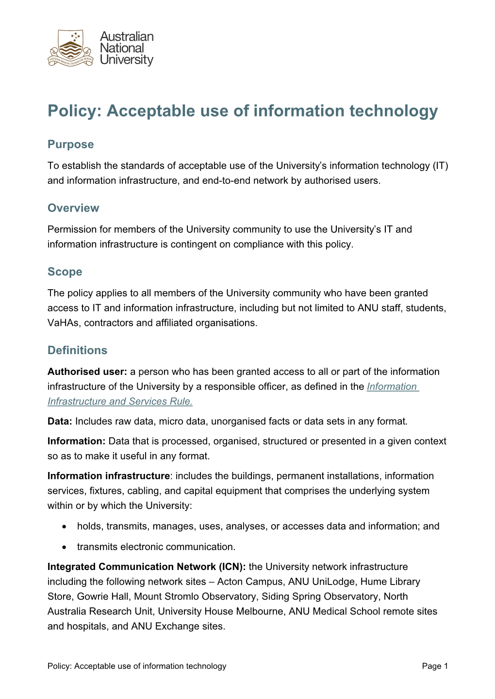 Acceptable Use of Information Technology